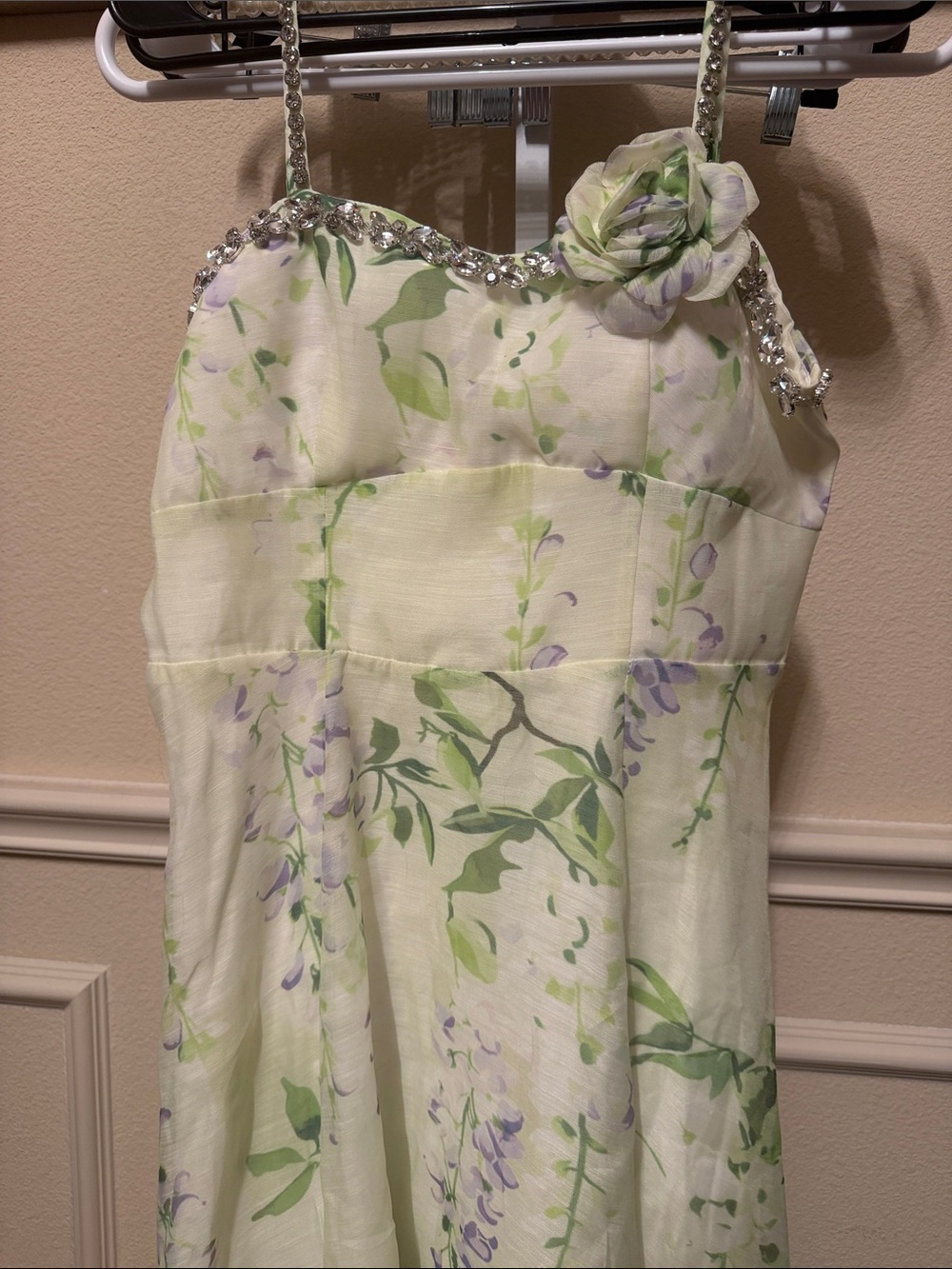 Floral Rhinestone Smocking Midi Dress - Picture 8 of 15